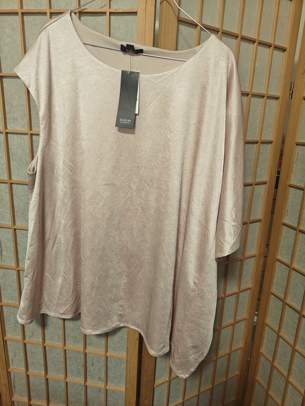 Alfani Blush Satin-Effect Draped Tunic
